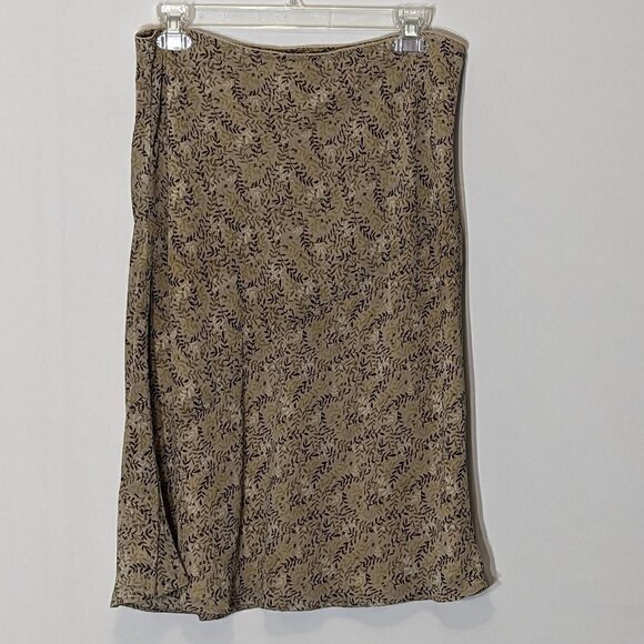 Women OLD NAVY Elegant, Tan/Brown Floral Lined Chiffon Knee Length Skirt; Size 8 - Picture 1 of 4
